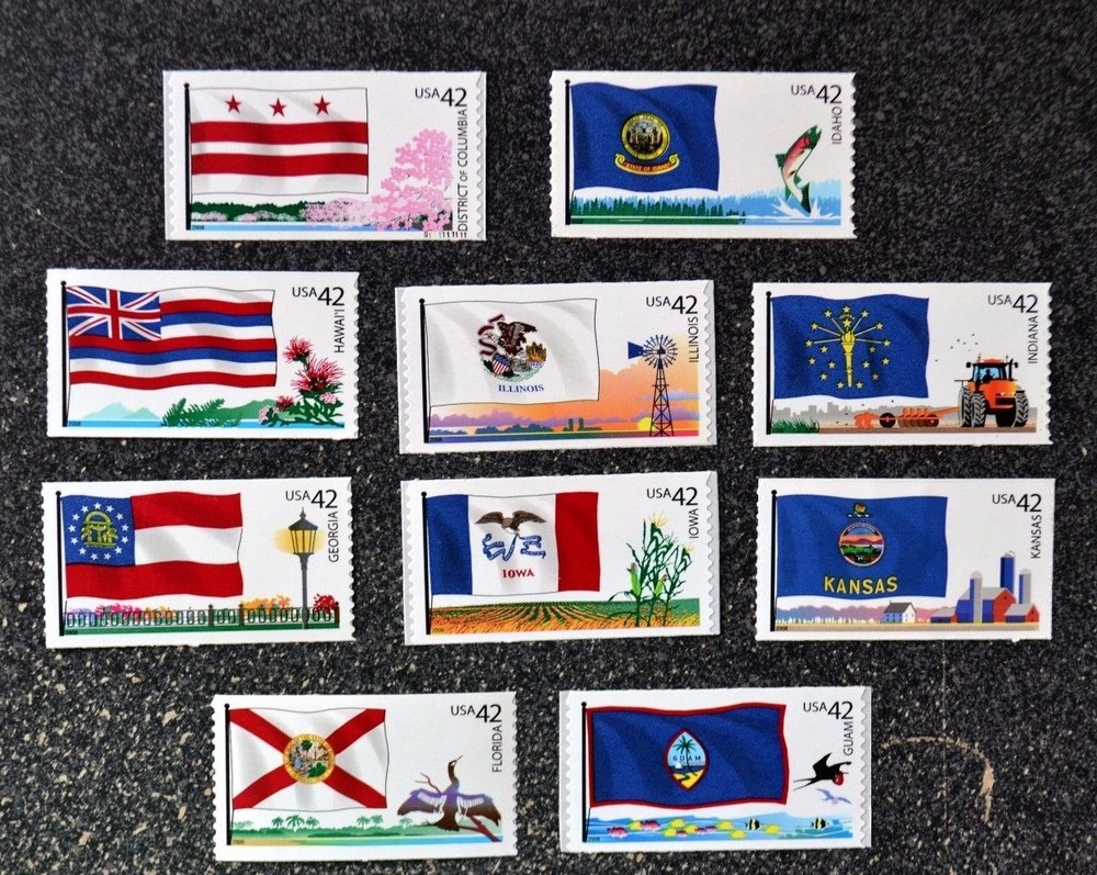 2008USA #4283-4292 42c Flags Our Nation Series 2 Set of 10 Singles Mint NH
