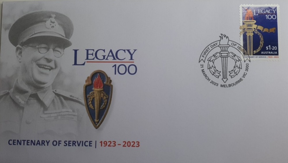 2023 Australia Centenary of service of LEGACY $1.20 peel and stick stamp on FDC