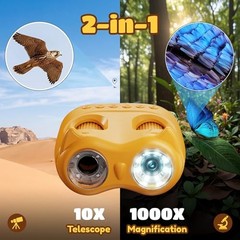 1000X Digital Microscope for Kids Handheld: 2-in-1 Binoculars Portable STEM