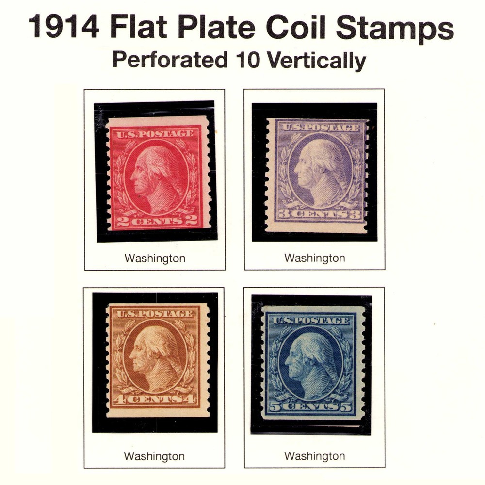 US 1914 # 444 445 446 447 Perf 10 Vert MNH Original Gum F/VF Coil Stamps CV$1795