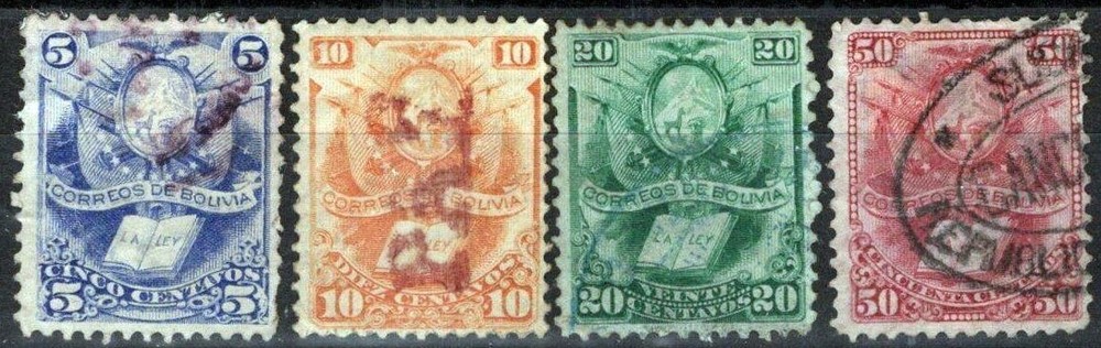 Bolivia 20-23 used 1878 National Emblems – Arms and the Law ZAYIX 081922S11