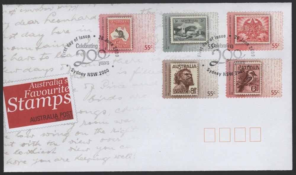 2009 Australia Post Favourite Peel and Stick Stamps FDC