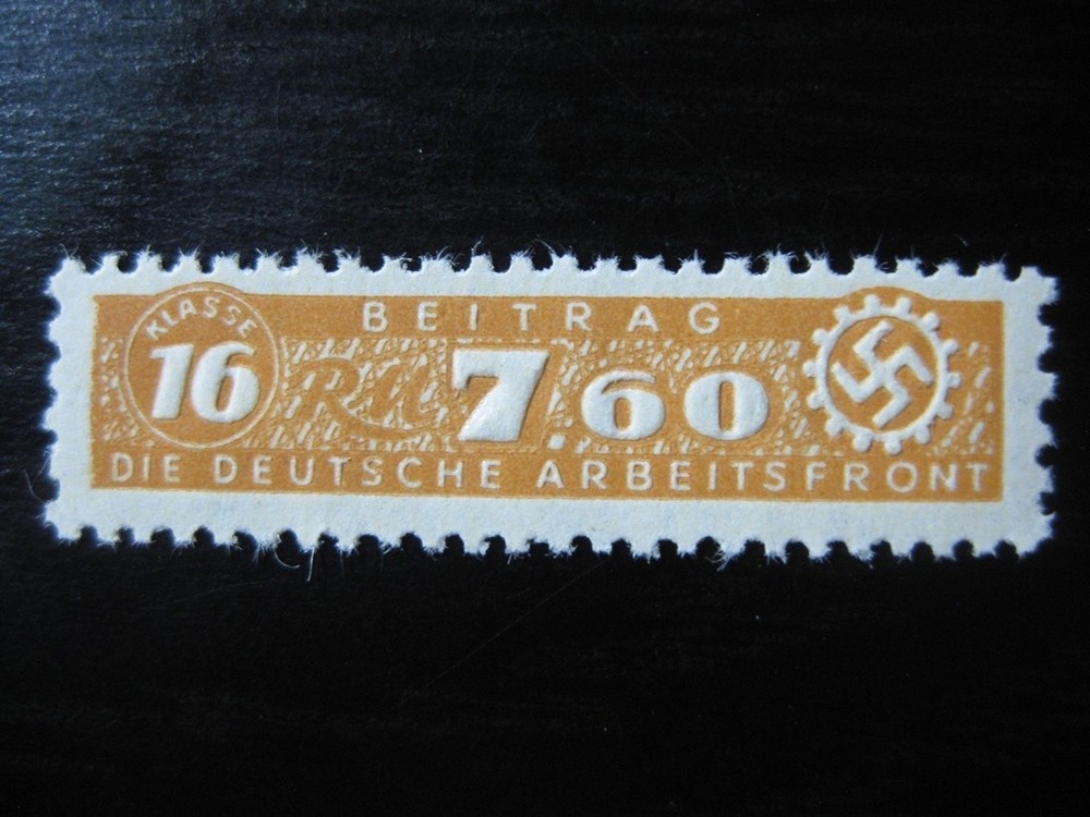 THIRD REICH mint MNH Arbeitsfront Klasse 16 RM 7.60 revenue stamp!