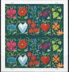 Forever stamps Pane Of 20 “ Garden of Love “ Scott# 4531-4540 (MNH)