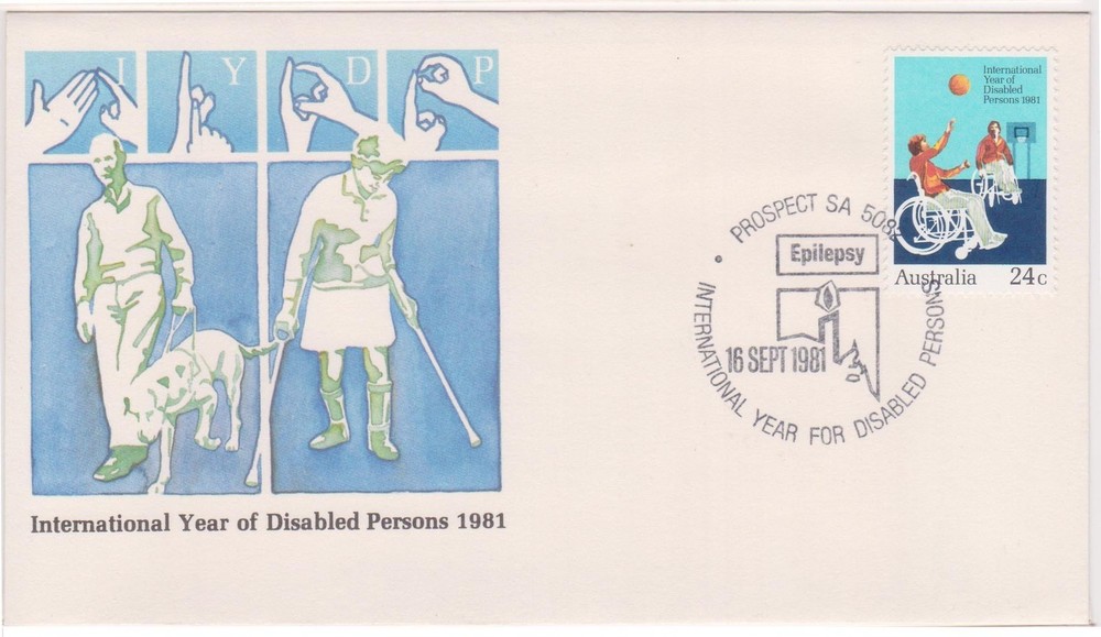 (K88-59) 1981 AU Cover 24c International year of the disabled (BI)