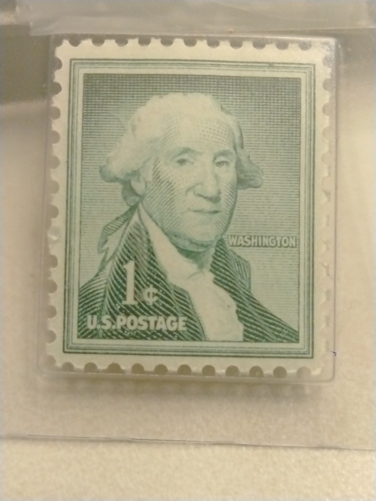 Uncirculated 1954 George Washington 1 ¢ Cent Stamp Rich Green Color Original Gum