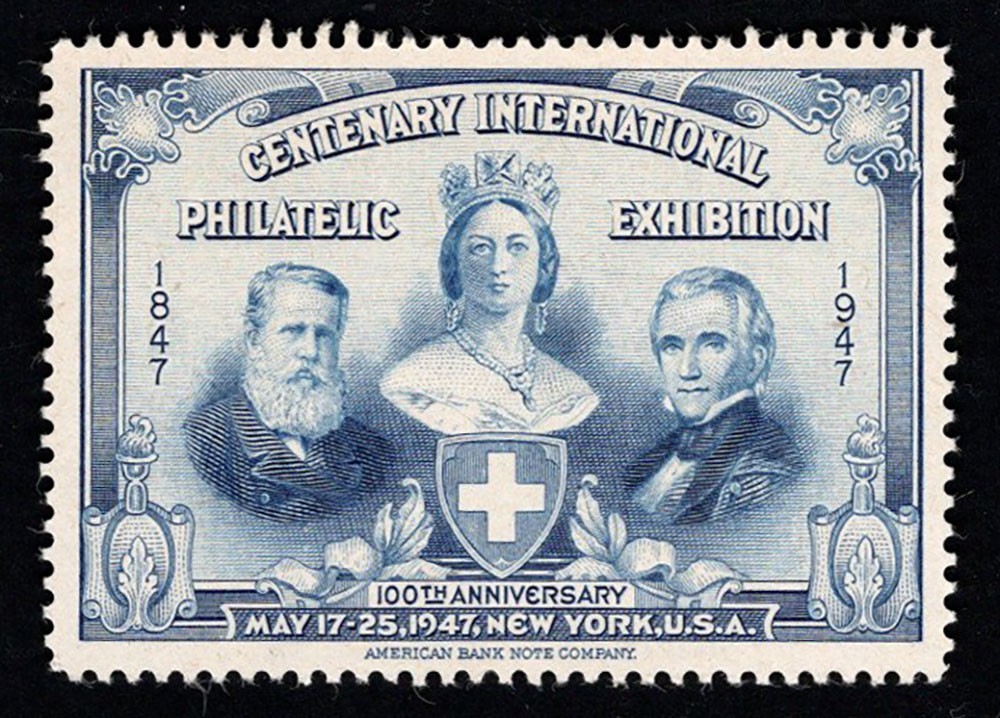 US 1947 Centenary International Philatelic Exhibition Poster Stamp NY – BLUE