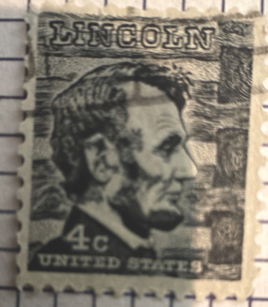 Lincoln 4 Cent Black US Postage Stamp Historical Figures Used Single
