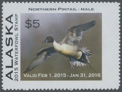 2015 Alaska State Duck Stamp Mint Never Hinged. Original Gum.