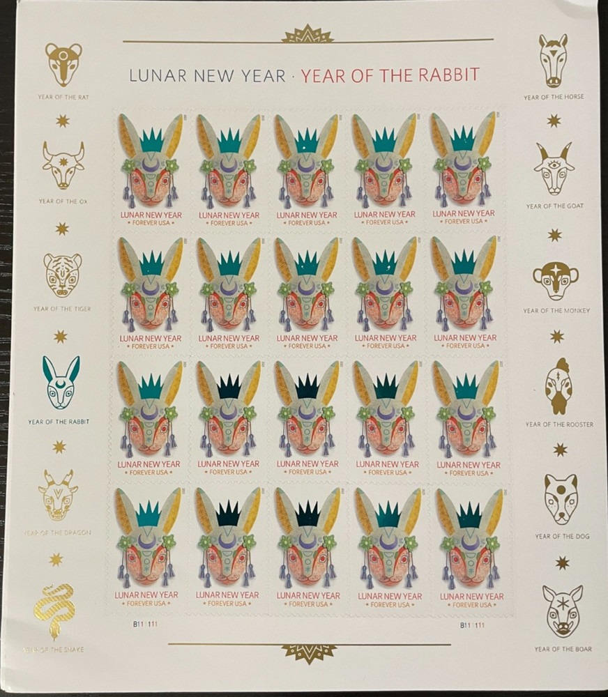 2023 Lunar New Year: Year of the Rabbit Stamps Sheet of 20 – Forever – MNH