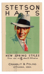 Ottumwa IA 1933 Stetson Hats Multi-Color Advertising Cramblit & Poling Used UX27