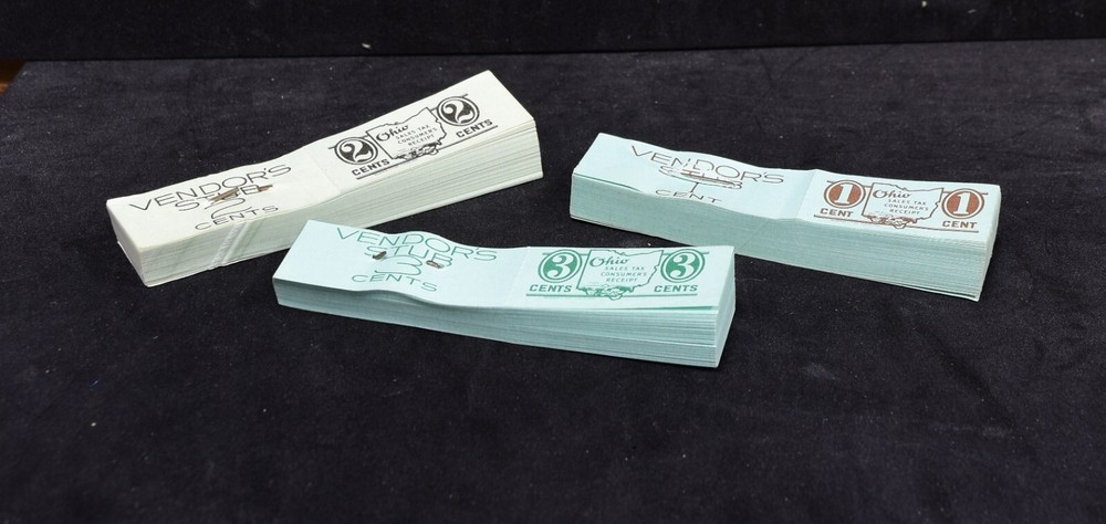 Ohio Prepaid Sales Tax Receipt Vendor Stub Full Pack 1c, 2c & 3c (#365)