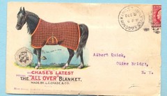 HORSE BLANKETS by CHASE – 1911 MULTI-COLOR 2-SIDED ADVERTISING Cover – MUST SEE!