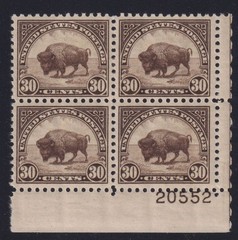 1931 Bison Buffalo Sc 700 rotary plate block MHR with full original gum (RB