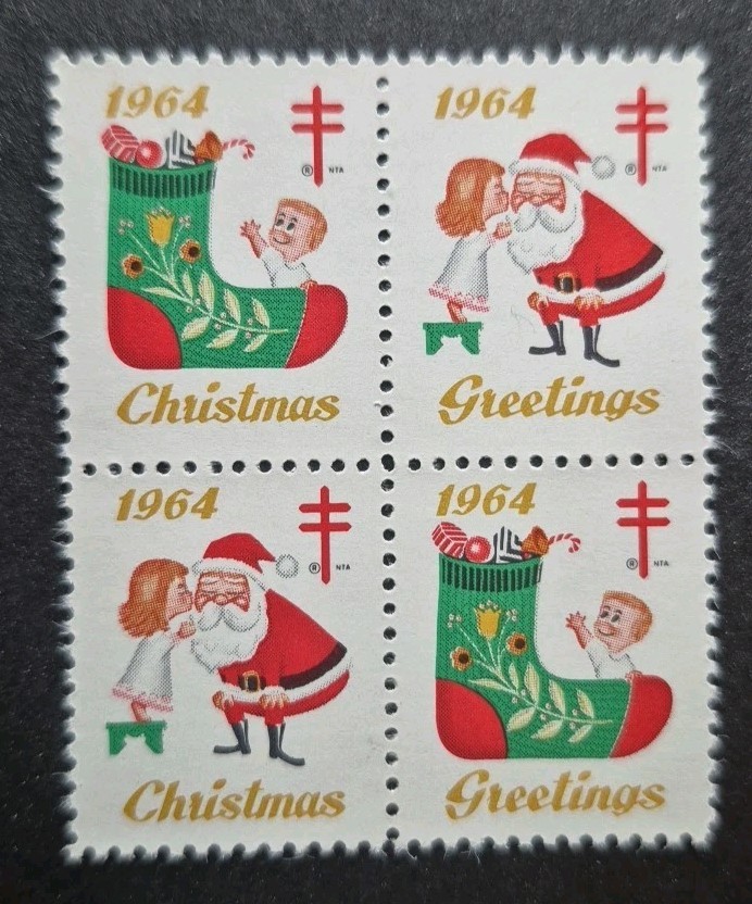 1964 American Lung Association Christmas Seal # WX 220 Block of 4 MNH