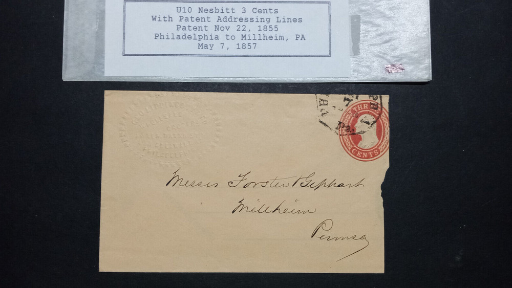RARE FIND, 1855, U10 NESBITT, ENVELOPE, MUST HAVE USED