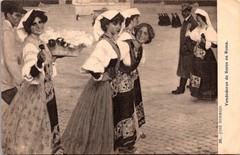 SPAIN 1910’S POSTAL PICTORIAL POSTCARD FLOWER SELLERS ADDR USA POSTMARK MADRID