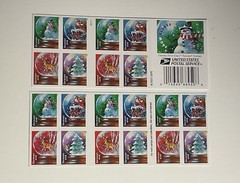 SNOW GLOBES Holiday Christmas Santa Reindeer USPS (20 Forever Stamps) MNH [NEW]