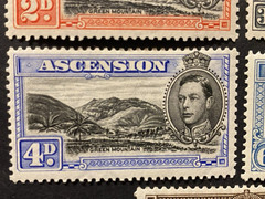 Ascension 1938-53, 7x Stamps Mint Light Hinge Short set + Original gum.