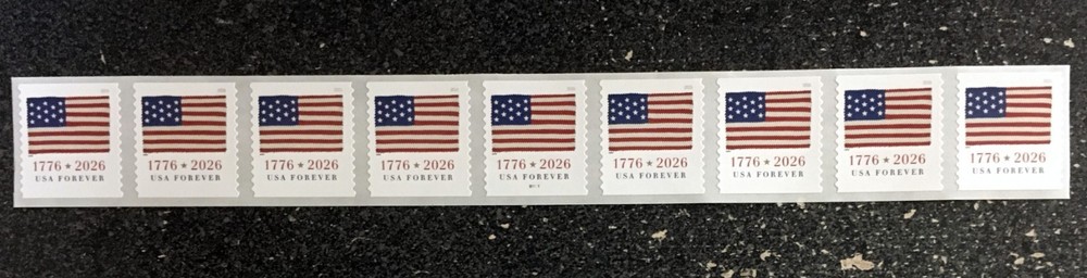 2026USA Forever US 1776 Flag – PNC Plate (#B1111) Coil Strip of 9 APU SPACES
