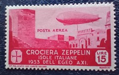 ITALY 1933 AEGEAN ISLANDS C20 – C25 ZEPPELIN AIRMAIL SET – M.N.H. , C..V. 1100$