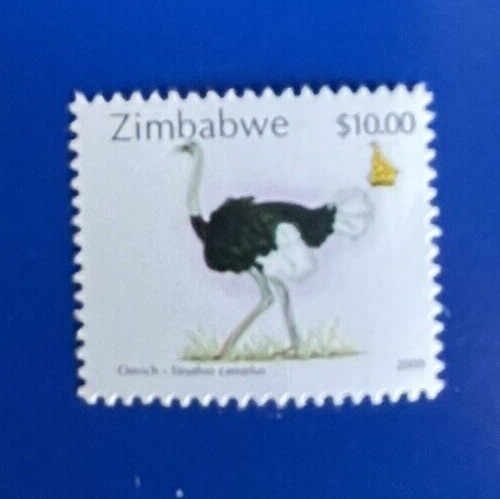 2000 OSTRICH STAMP ZIMBABWE $10.00 WILDLIFE FLIGHTLESS BIRD ORIGINAL GUM MNH