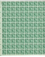 1943 1 cent 4 freedoms Full sheet of 100, Scott #908, Mint NH