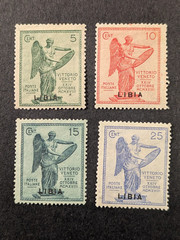 LIBIA LIBYA 1922 OVERPRINTED Sc# 33, 34, 35, 36 MINT HINGED Original Gum