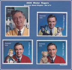*NEW* 2026 Mister Rogers (S/S Singles Set of 4) 2026 Mint NH