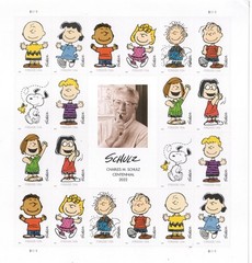 USPS Sheet of 20 ADHESIVE Charles Schulz Forever Stamps 10 different Characters