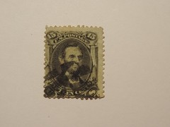 US Stamp Scott No 91 1867 15c Abraham Lincoln, Black, E Grill, Perf 12 VF
