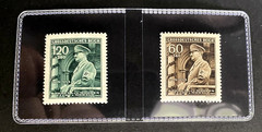Germany WWII Era 1944 Bohemia & Morv Stamp Pair 60+140 & 120+380 Historical Set