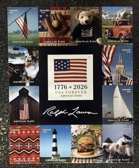 2026USA Forever American Icons by Ralph Lauren – Block of 13 Stamps From Sheet