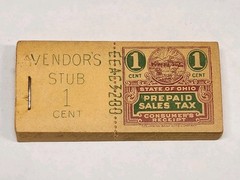 STATE OF OHIO PREPAID SALES TAX VENDOR’S STUB 1¢ STAMP BUNDLE Consumer’s Receipt