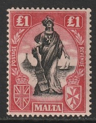 GEOV MALTA 25 £1 superb vlmm cat £110 wmk upright; looks unmounted