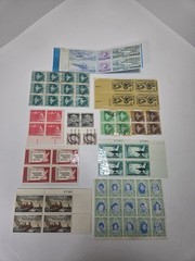 Vintage Postage Stamps Blocks Lot Original Gum And Used Collectible