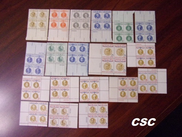 Sharp Full Set of 19, Champions of Liberty 4 & 8 cent Plate # Blocks. MNH, OG.