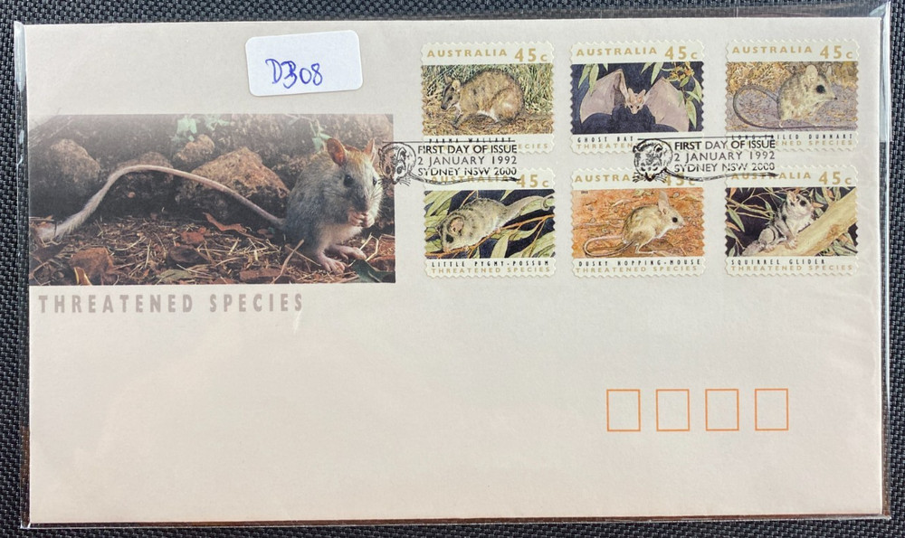 1992 Australia Threatened Species Peel And Stick P&S Stamps FDC First Day Cover