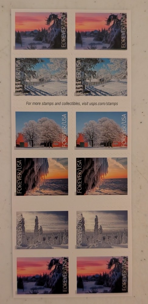 USPS Winter Landscapes Forever Stamps Booklet of 20 Scenic Nature Collectible