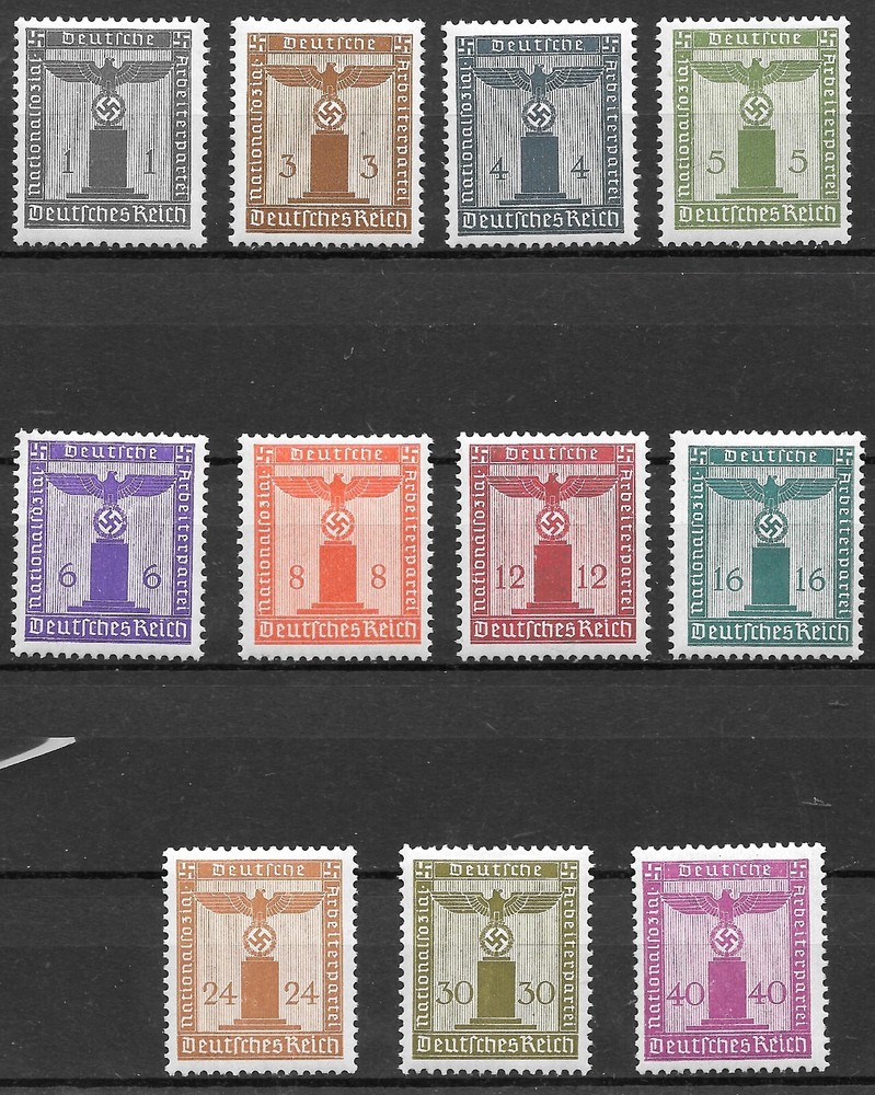 Germany 3rd Reich 1942 Mi# 155-165 Official Party Stamps (No Watermark) MNH **
