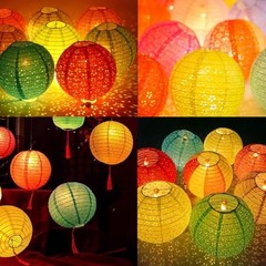 12Pcs Chinese Lunar New Year Decorations 2026 Chinese Paper Round-with LED