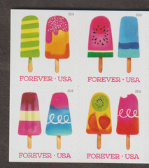 2018 US 5285-5288 BOOKLET BLOCK OF 4 FROZEN TREATS FOREVER RATE W/ BACK MNH
