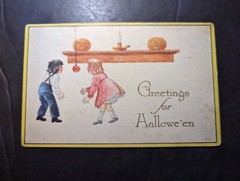 1914 USA Holiday Halloween Missing Stamp Postcard Cover to Wolverine MI