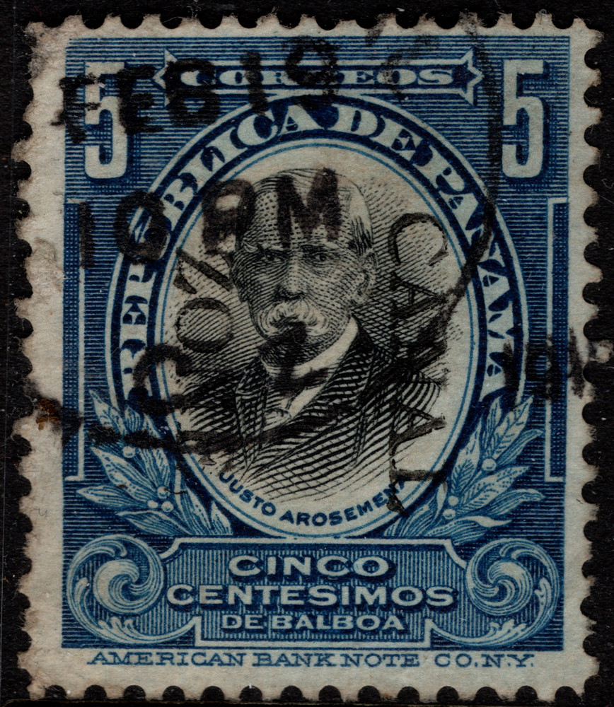 Canal Zone Stamp Scott # 28 Used F-VF Dated Handstamped Cancel 5 Cents Portrait