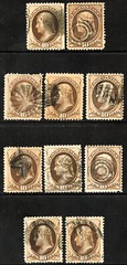 US Stamps # 187 Used F-VF Lot Of 10 Many Very Fine Scott Value $425.00