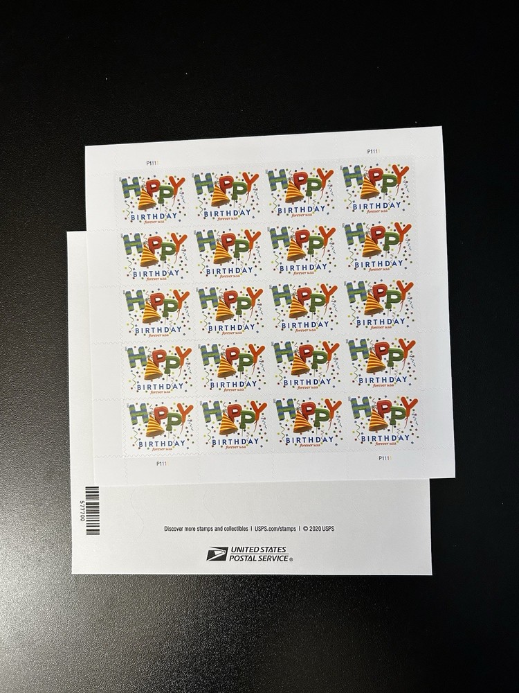 USPS (1091) Happy Birthday Forever Stamp Sheet Pane x2, FREE SHIPPING