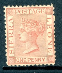 Sierra Leone 1873 British 1p Rose Red Perf 12½ QV WMK CC Upright Sc #6 M X620