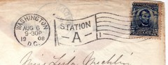 Cover Lot 1902-3 four Sc#319 one Sc#304 to England machine and handstamped