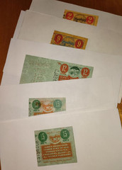 State of Ohio, Prepaid Sales Tax stamps many with Vendor Stub large lot
