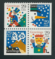 Scott #2795/8…29 Cent…Greetings…Happy Holidays…Block of 4